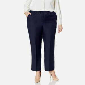 Alfred Dunner Womens Pant Plus Size Poly Proportioned Short Length Navy 22W